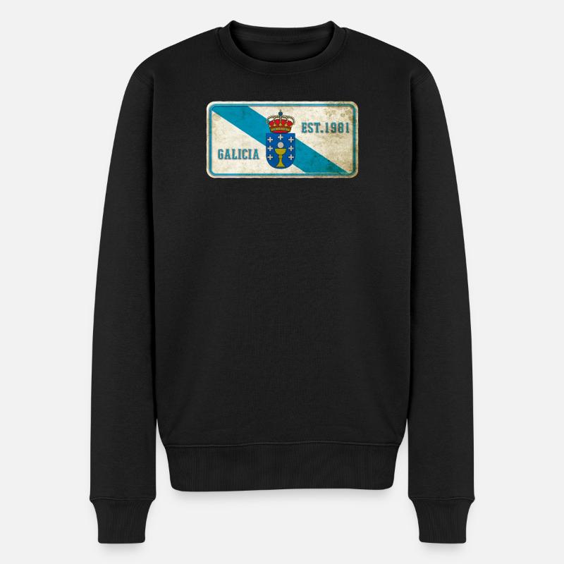 Galicien Vintage Schild - Männer Premium Bio Pullover - Schwarz