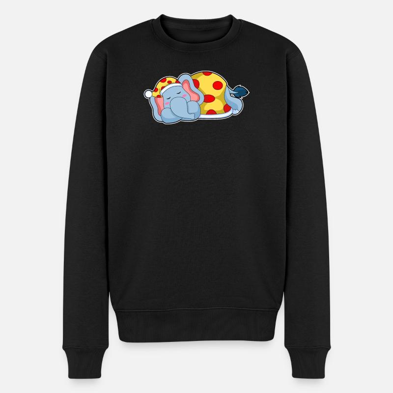 Elefant Schlafen Schlafanzug - Männer Premium Bio Pullover - Schwarz