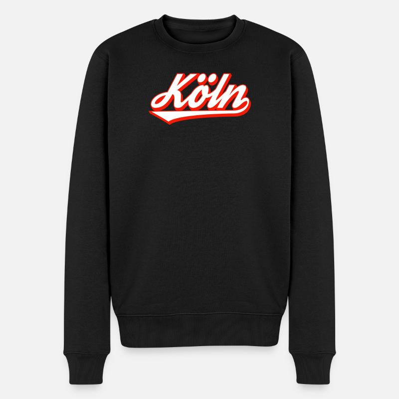 Köln Schriftzug Design mit roter Kontur - Männer Premium Bio Pullover - Schwarz