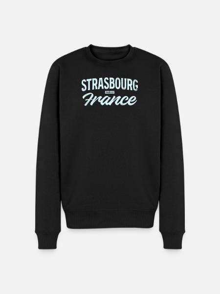 Strasbourg Frankrig vintage skrift - Økologisk premium-sweatshirt til mænd - sort