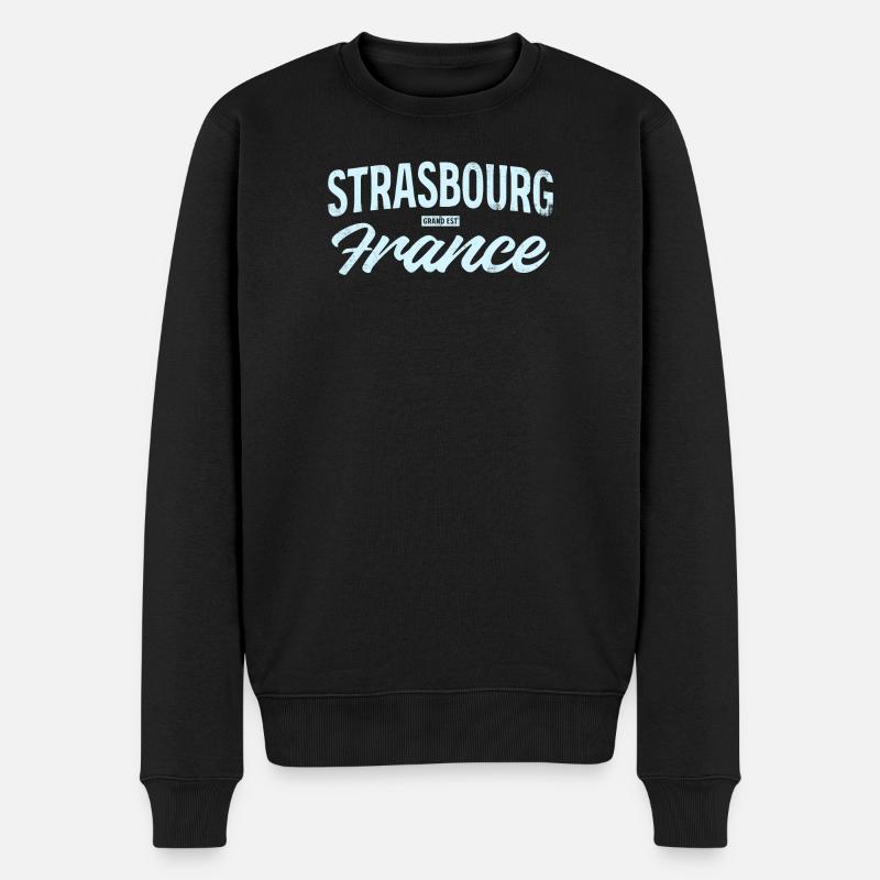 Strasbourg France Vintage Script - Männer Premium Bio Pullover - Schwarz