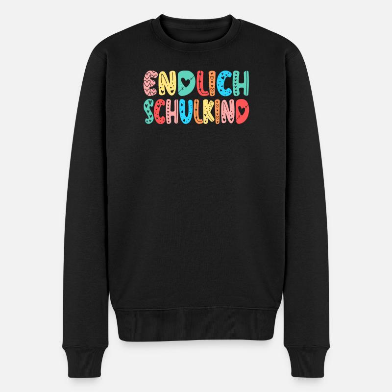 EINSCHULUNG ENDLICH SCHULKIND HERZ - Männer Premium Bio Pullover - Schwarz