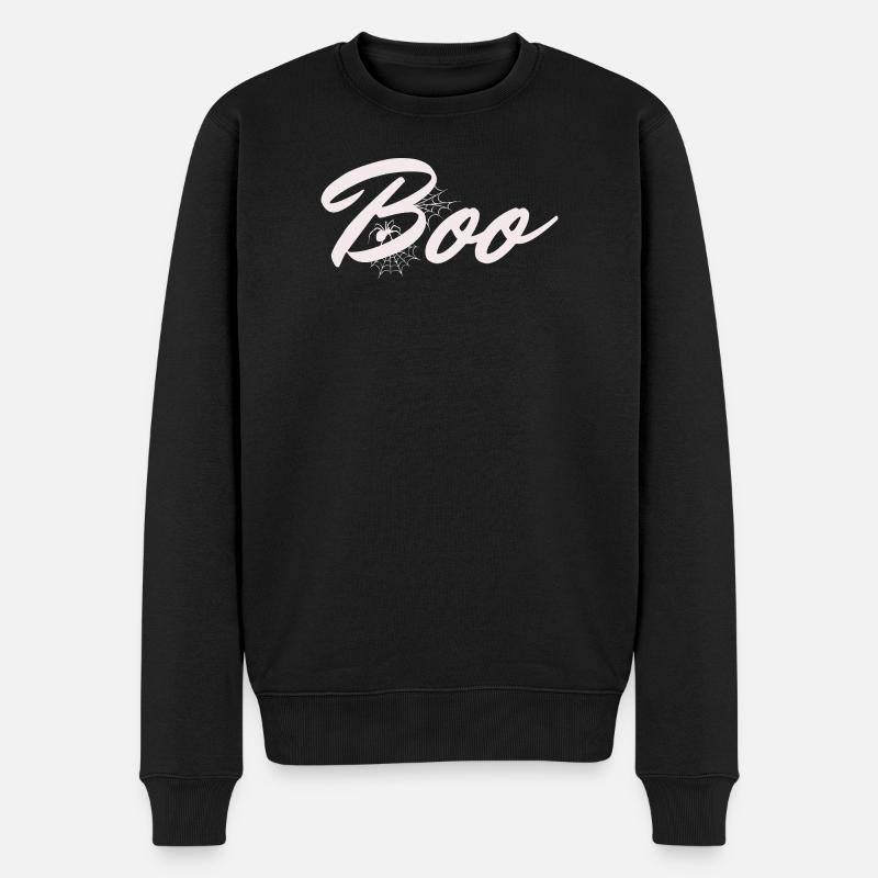 Boo Halloween Spider Web Lettrage - Pull Premium bio Homme - noir