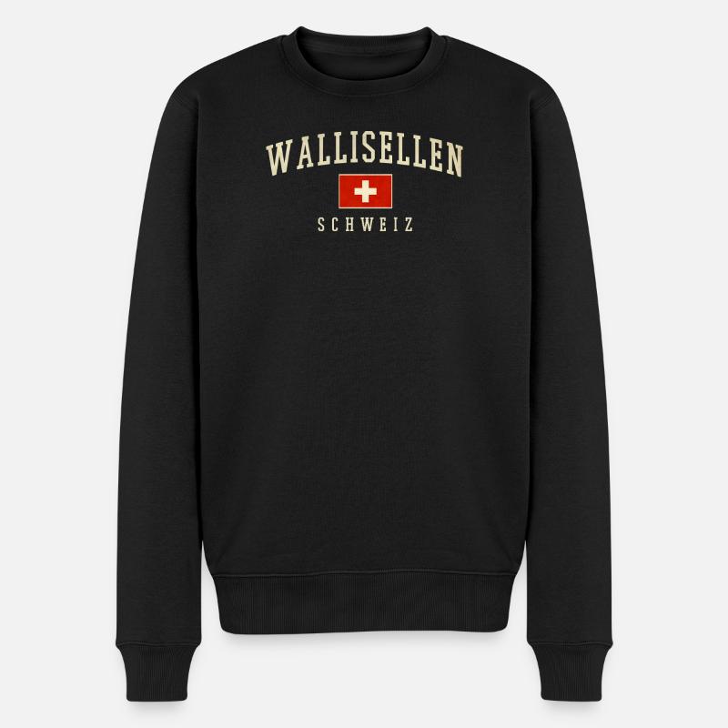 Wallisellen Schweiz Flagge Design - Männer Premium Bio Pullover - Schwarz