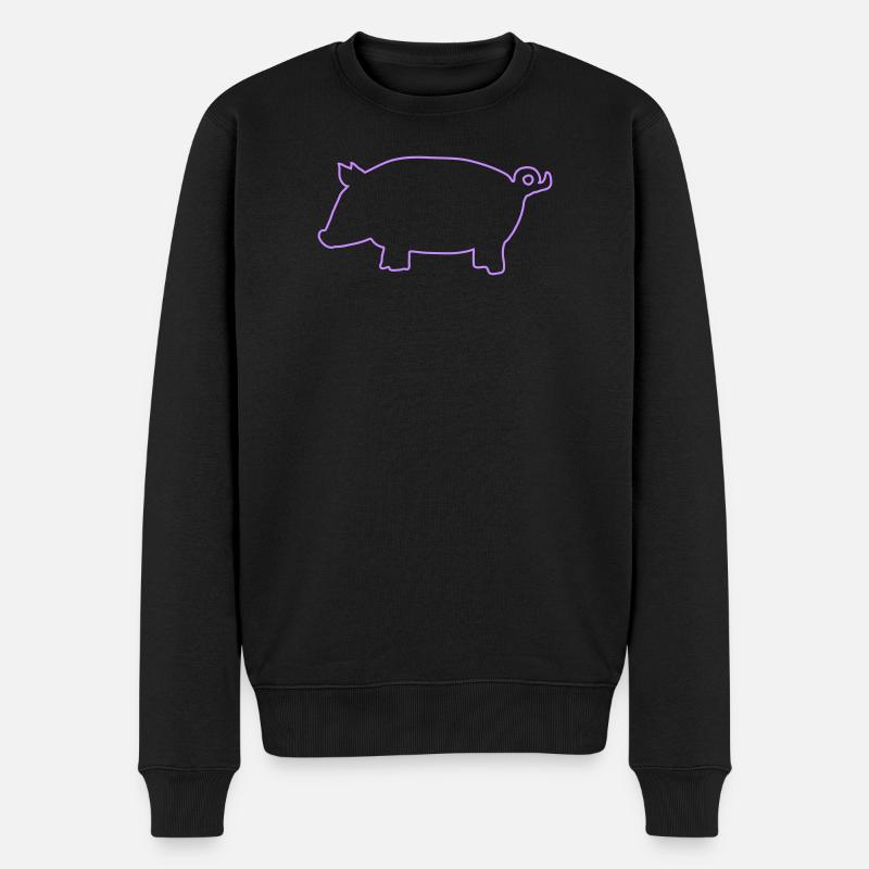 Schwein Silhouette - Männer Premium Bio Pullover - Schwarz