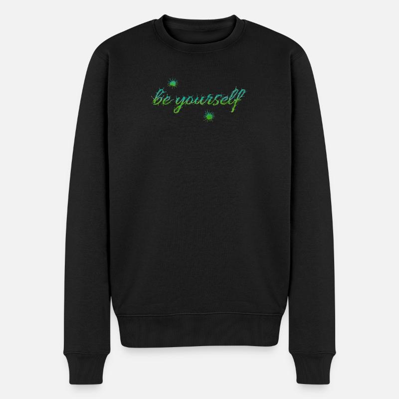 be yourself - Männer Premium Bio Pullover - Schwarz