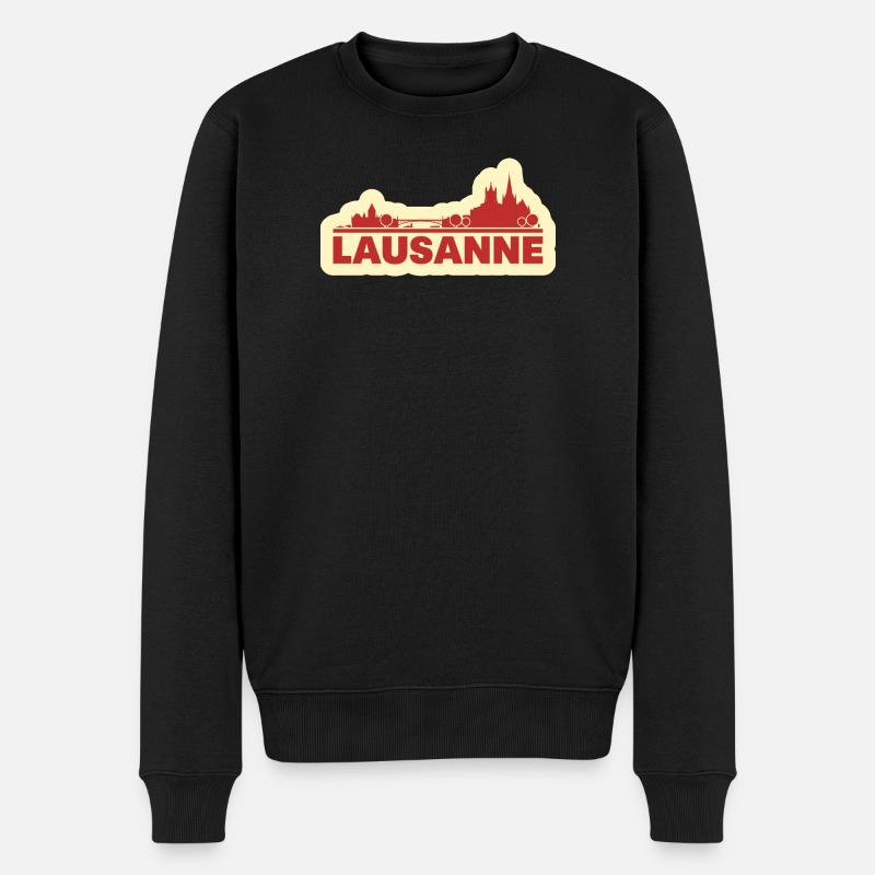 Lausanne Skyline Rétro - Pull Premium bio Homme - noir