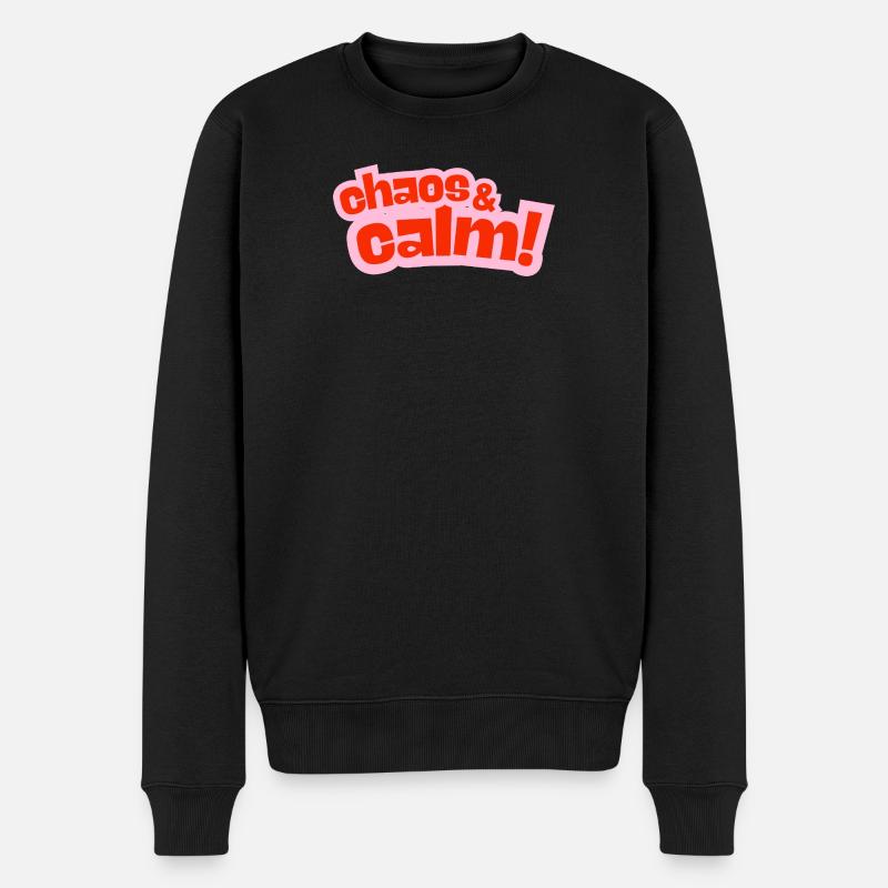 Chaos & Calm Kontrastdesign - Männer Premium Bio Pullover - Schwarz