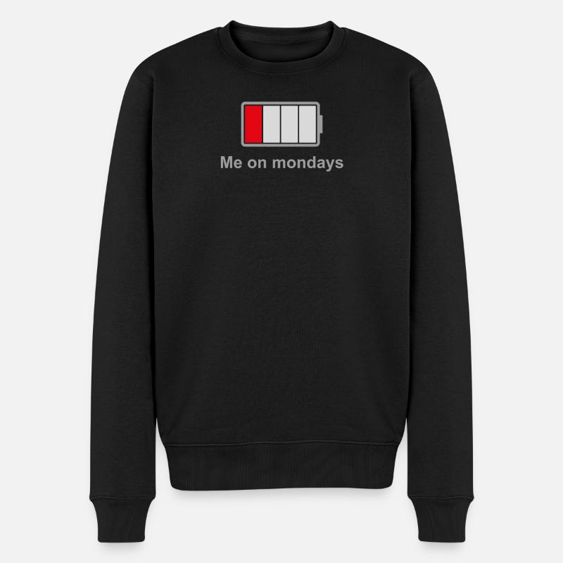 Low Battery Mondays – Low Energy Mood - Männer Premium Bio Pullover - Schwarz