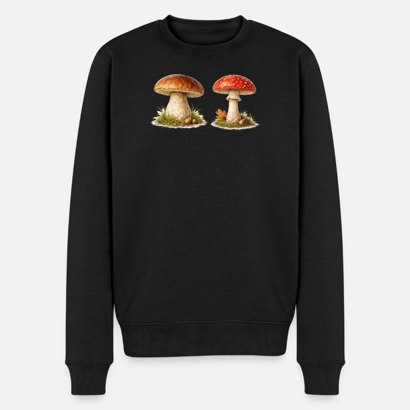 Grzyby leśne Grzyby w stylu akwarelowym - Ekologiczna męska bluza Premium - czarny
