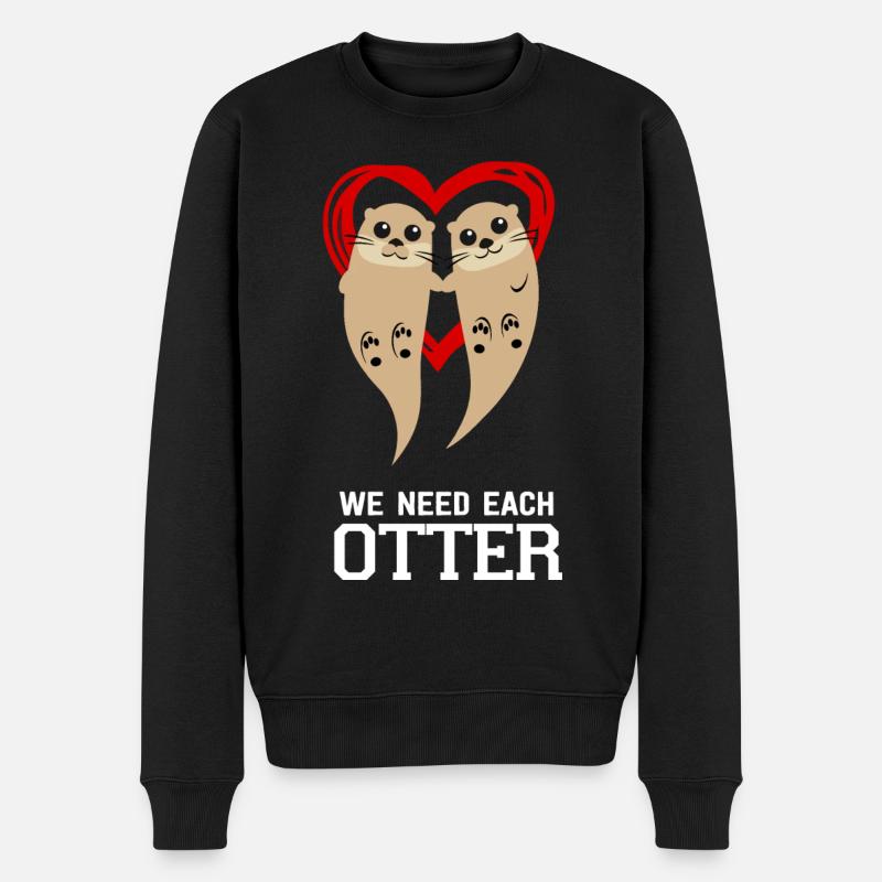 Otter Liebe Valentinstag Liebespaar Verliebte - Männer Premium Bio Pullover - Schwarz