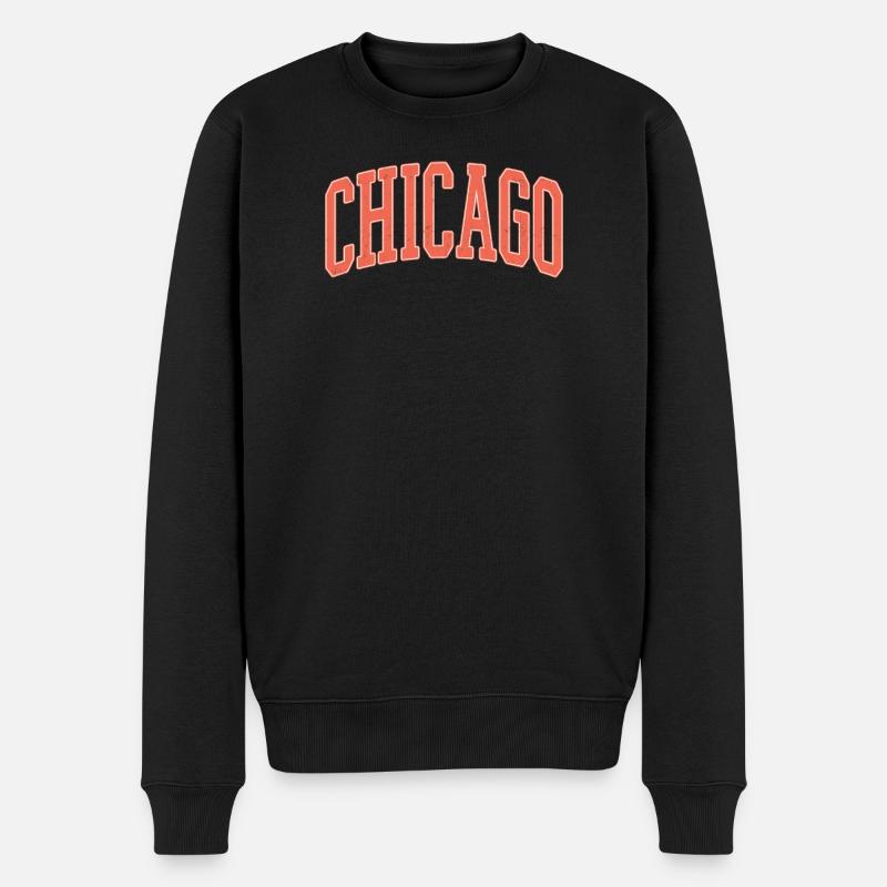 Chicago Arched Block Schriftzug - Männer Premium Bio Pullover - Schwarz