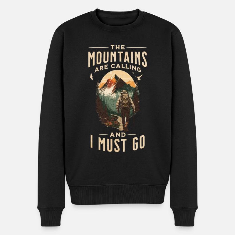 Wandern Wanderer Berge Bergsteigen Klettern Natur - Männer Premium Bio Pullover - Schwarz