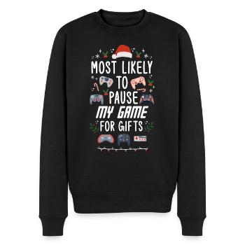Weihnachten Gamer Gaming Pause My Game For Gifts - Männer Premium Bio Pullover - Schwarz - Vorne - Nico (187cm)