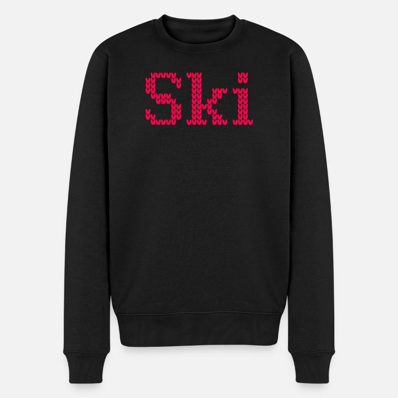 Ski Strick Winter Skiurlaub Muster Alpen Schnee - Männer Premium Bio Pullover - Schwarz