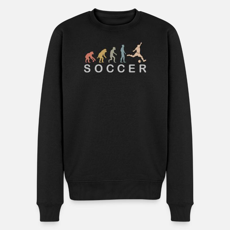 Fußball Evolution retro Farben Fußballer Symbol - Männer Premium Bio Pullover - Schwarz