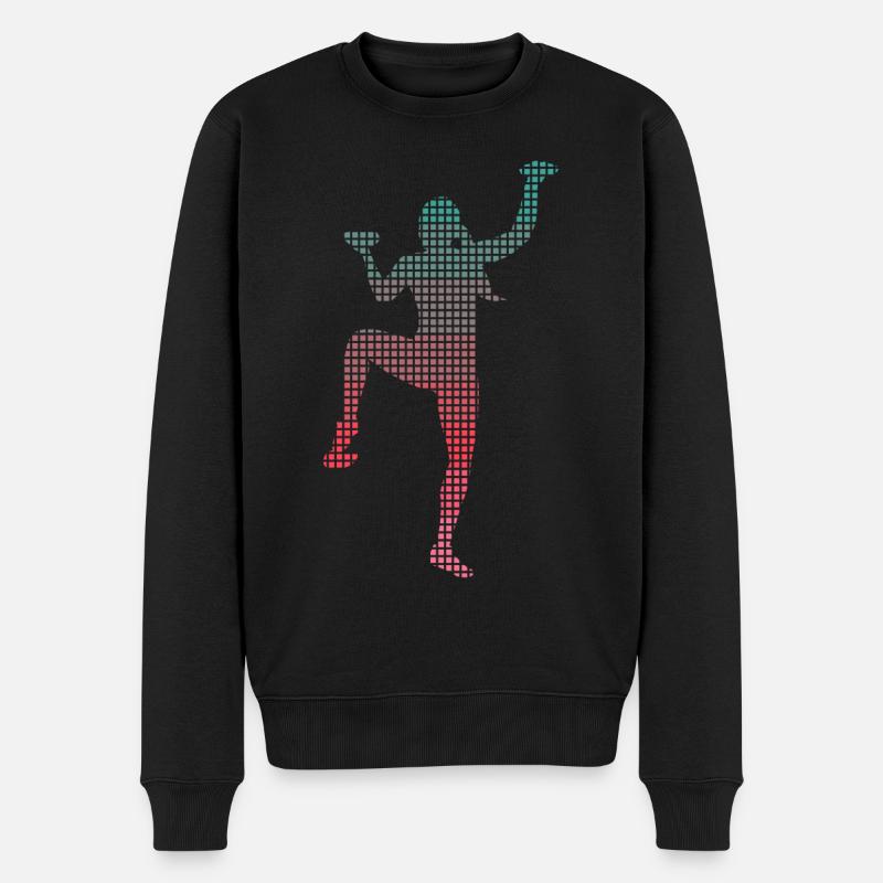 Bouldern Kletterer verpixelt Mädchen Klettern - Männer Premium Bio Pullover - Schwarz