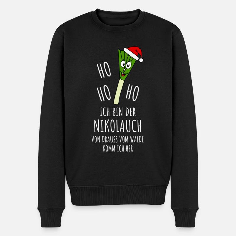 Nikolauch Ho Ho Ho Ich bin der Nikolauch in weiss - Männer Premium Bio Pullover - Schwarz