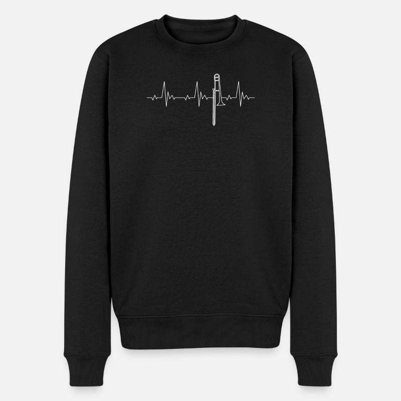 Posaune Heartbeat mit Posaunenspieler Herzschlag - Männer Premium Bio Pullover - Schwarz