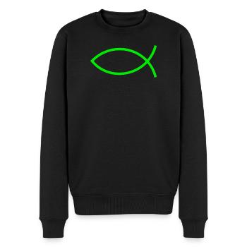 Jésus poisson vert Ichthys poisson poisson poisson poisson - Pull Premium bio Homme - noir - Devant - Nico (187cm)