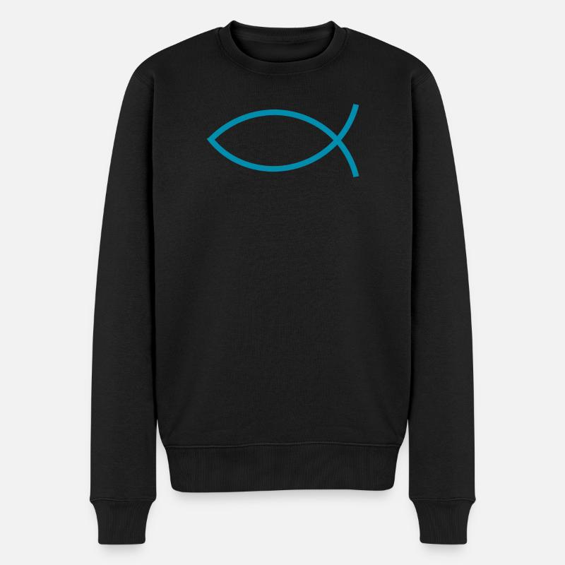 Jesusfisch Ichthys Fisch Fische - Männer Premium Bio Pullover - Schwarz
