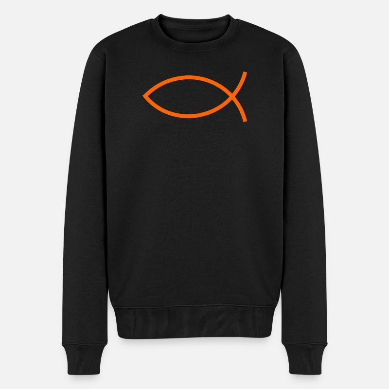 Jesusfisch Ichthys Fisch Fische - Männer Premium Bio Pullover - Schwarz