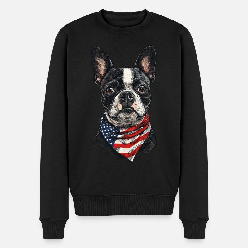 Boston Terrier - Männer Premium Bio Pullover - Schwarz