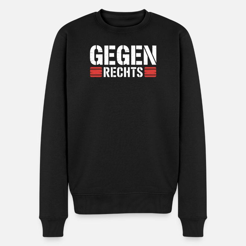 Contre la droite - Slogan drôle Antifa - Pull Premium bio Homme - noir