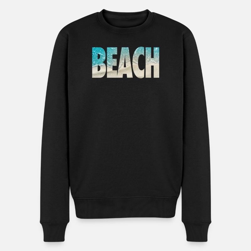 Tropische BEACH Ozean-Text-Vibe - Männer Premium Bio Pullover - Schwarz
