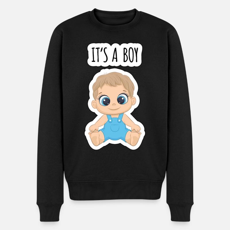 Es ist ein Junge - Männer Premium Bio Pullover - Schwarz