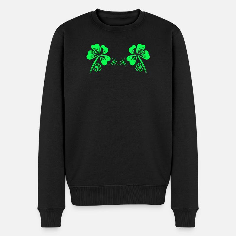 BH St Patricks Day Kleeblatt Bra Bikini - Männer Premium Bio Pullover - Schwarz