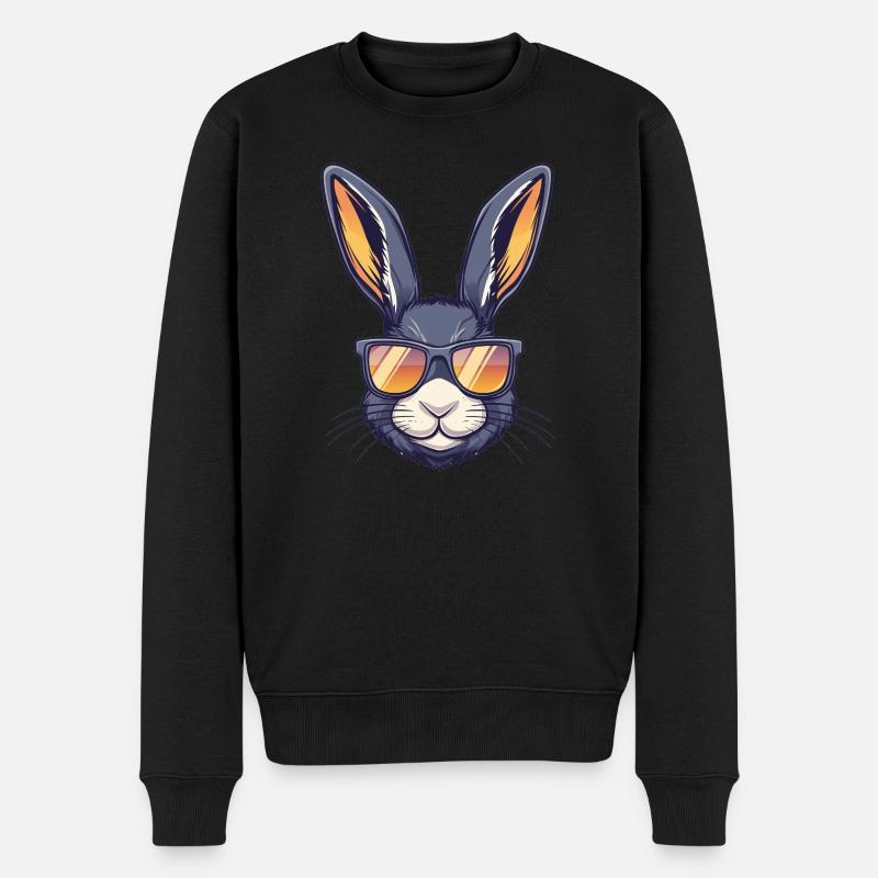 Hase mit Sonnenbrille - Männer Premium Bio Pullover - Schwarz