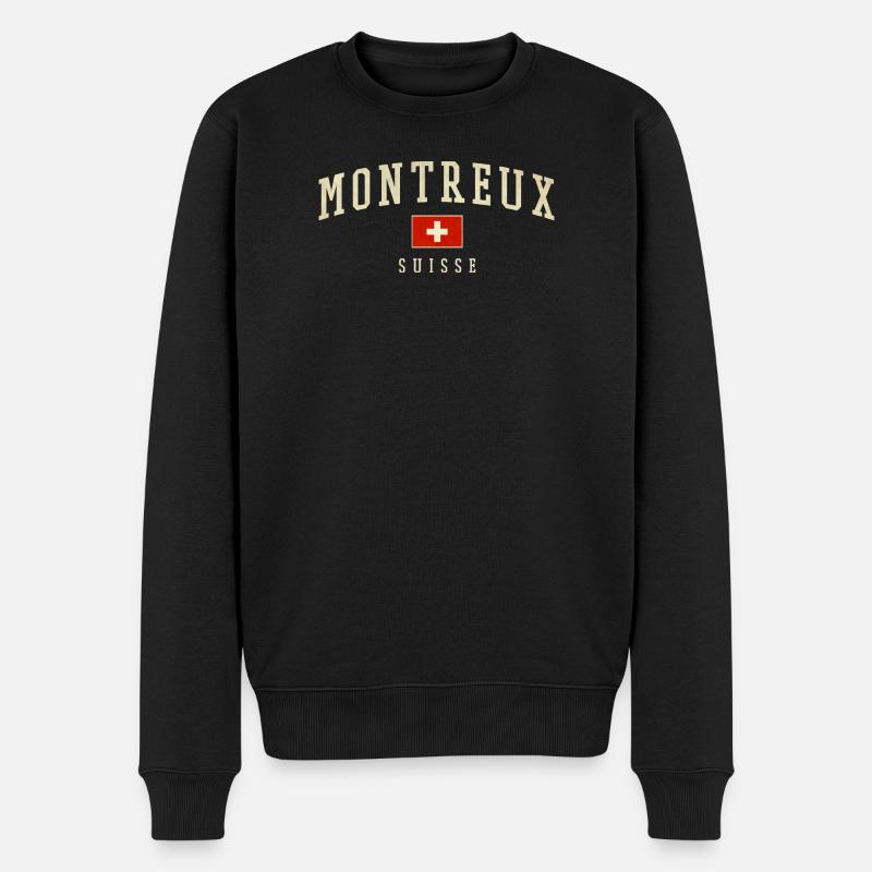 Emblème Montreux Suisse Rétro - Pull Premium bio Homme - noir