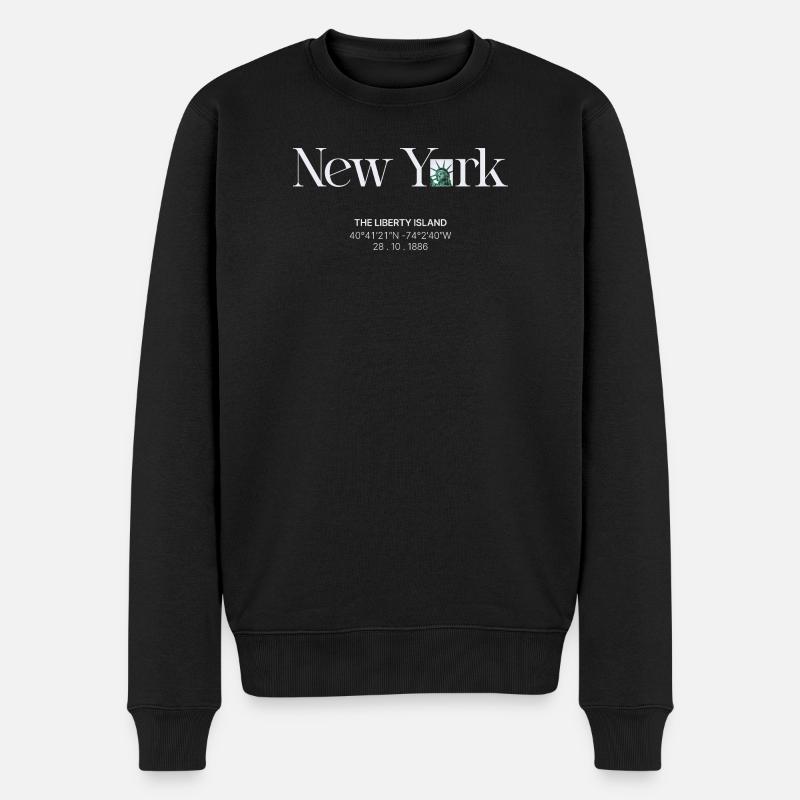 Liberty Island Neon-Skyline - Männer Premium Bio Pullover - Schwarz