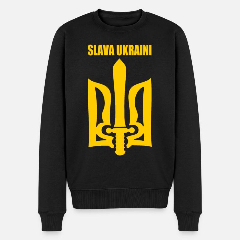 Slava ukraini - Männer Premium Bio Pullover - Schwarz