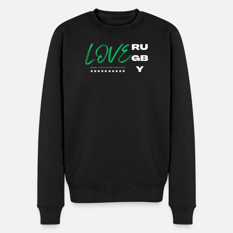 Ich liebe Rugby Grün - Männer Premium Bio Pullover - Schwarz