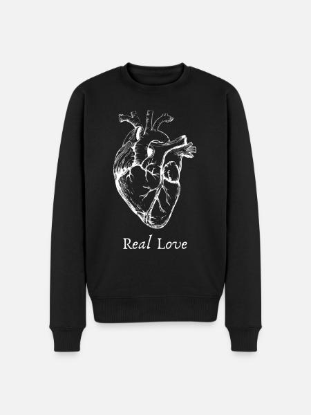 Anatomisches Herz oder die Realität der Liebe - Männer Premium Bio Pullover - Schwarz