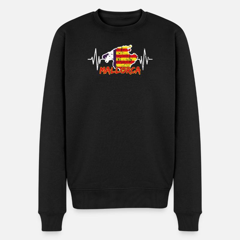 Mallorca Heartbeat - Männer Premium Bio Pullover - Schwarz