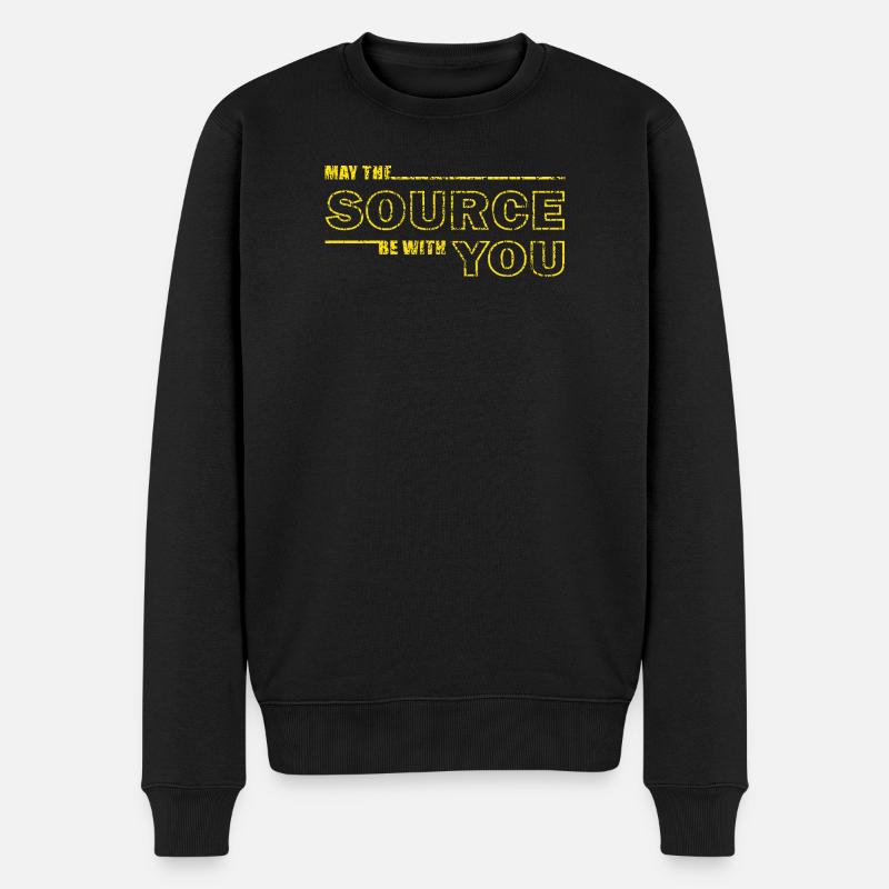 Möge die Quelle bei dir sein – Geek Tee - Männer Premium Bio Pullover - Schwarz