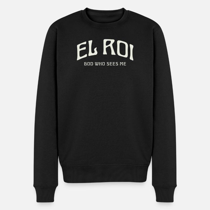 EL ROI Gott, der mich sieht. - Männer Premium Bio Pullover - Schwarz