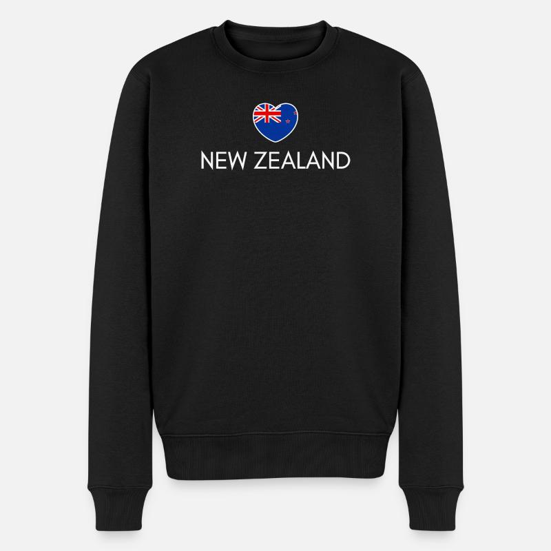 Cœur avec drapeau néo-zélandais - Pull Premium bio Homme - noir