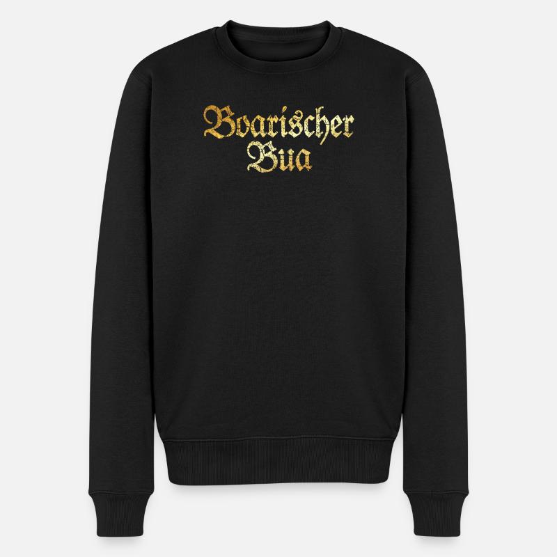 Boarischer Bua - Bayerischer Bube (Goldgelb) - Männer Premium Bio Pullover - Schwarz