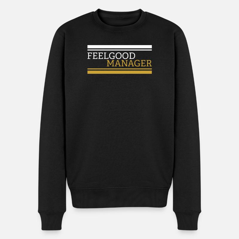 Feelgood manager Design white - Männer Premium Bio Pullover - Schwarz