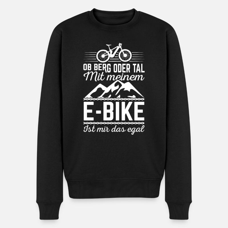 E-Bike Ob Berg oder Tal egal Pedelec Fahrrad - Männer Premium Bio Pullover - Schwarz