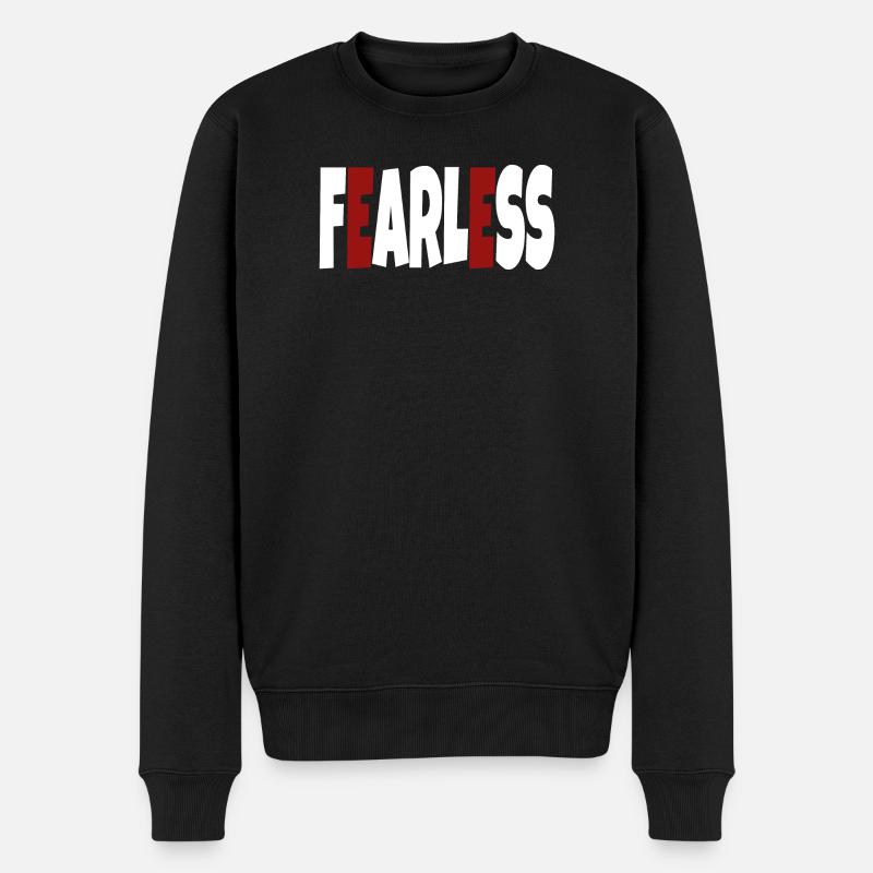 Furchtlos - einfacher Text - Männer Premium Bio Pullover - Schwarz