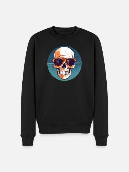 Skull with sunglasses, skull, skeleton - Men's Premium Organic Jumper - black