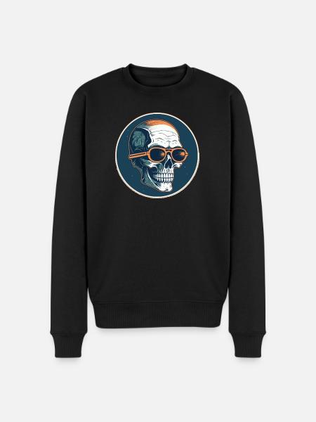 Skull with sunglasses, skull, skeleton - Men's Premium Organic Jumper - black