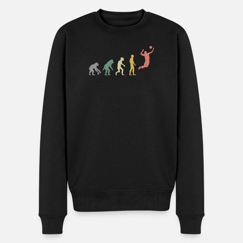 retro Volleyball Evolution Beachvolleyball vintage - Männer Premium Bio Pullover - Schwarz