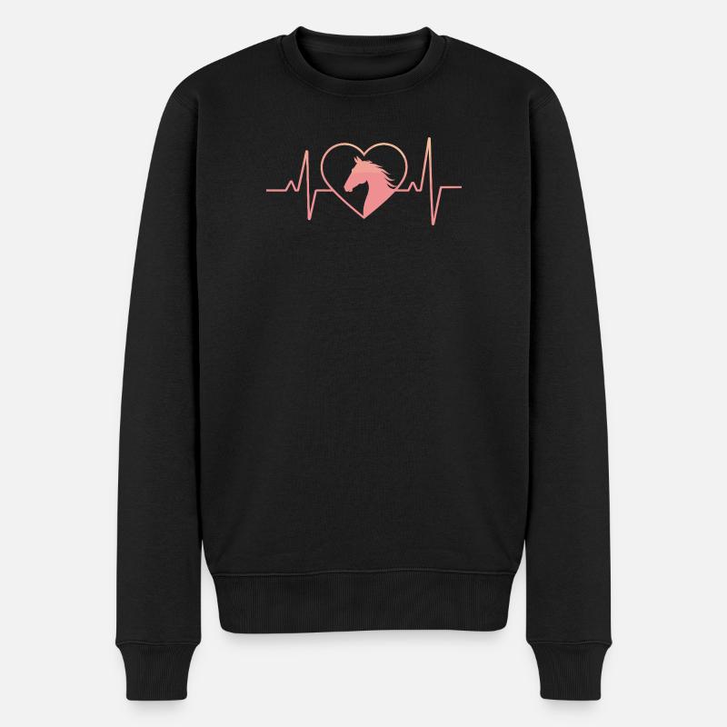 Pferd und Herz - Männer Premium Bio Pullover - Schwarz