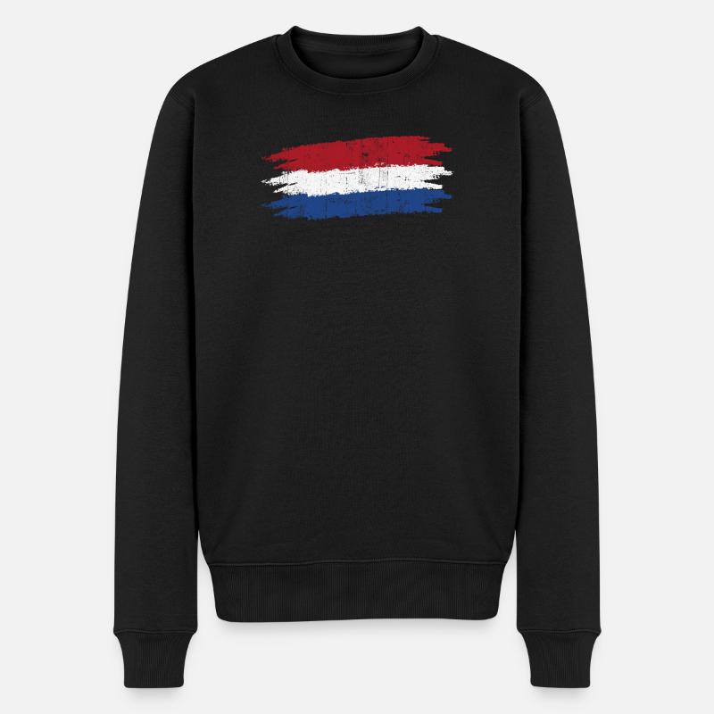 Drapeau néerlandais coups de pinceau Tee - Pull Premium bio Homme - noir